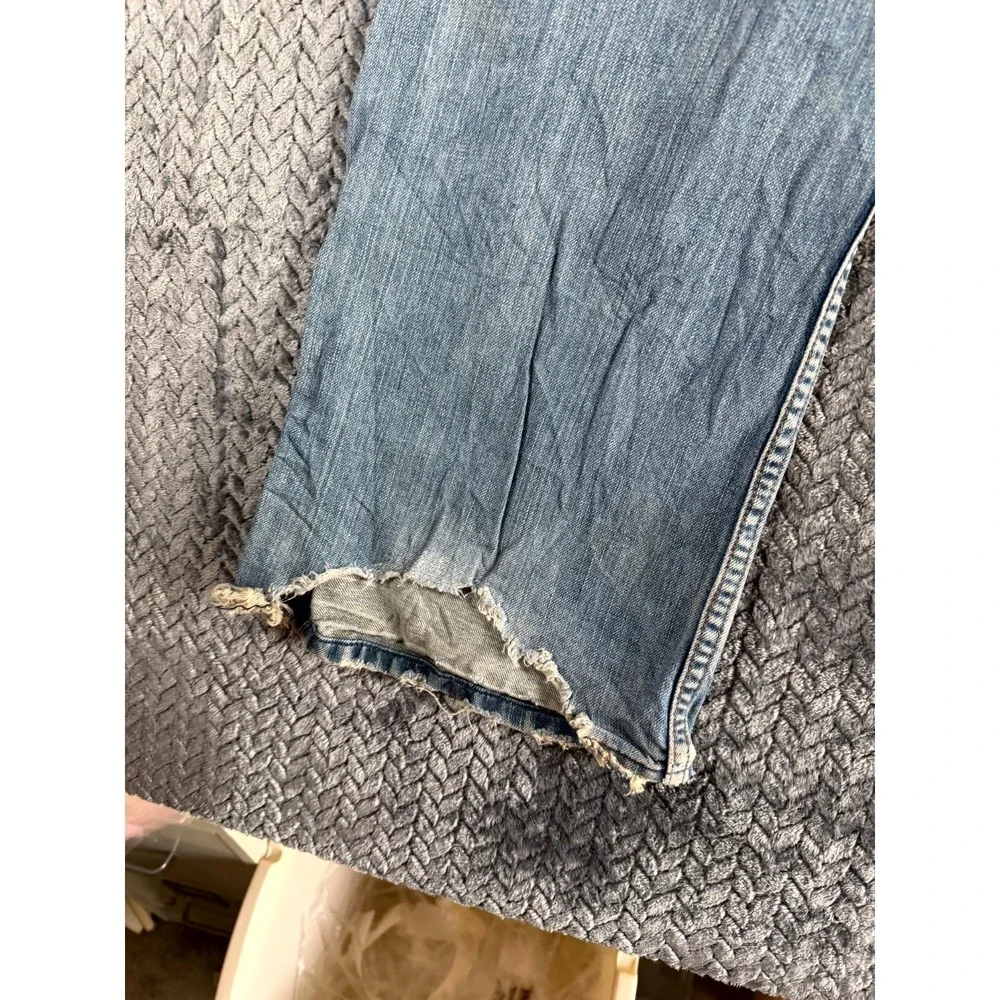 Levi's Bootcut Jeans Mens 36x32 Blue Denim Cotton Light Wash Mid Rise Frayed Hem